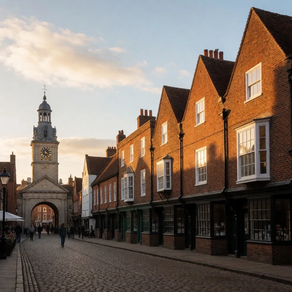 Golden evening light on St Albans Market Place