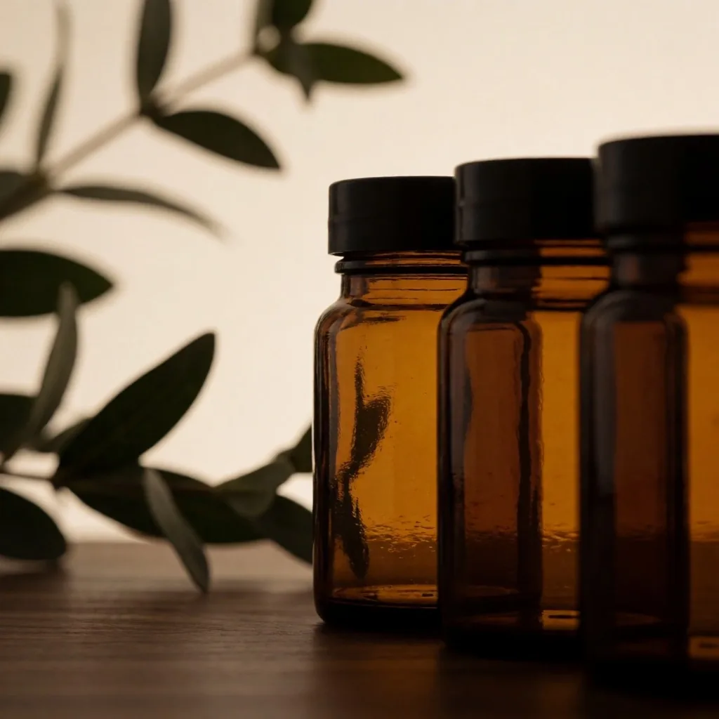 Wellness supplement jars on a dark surface
