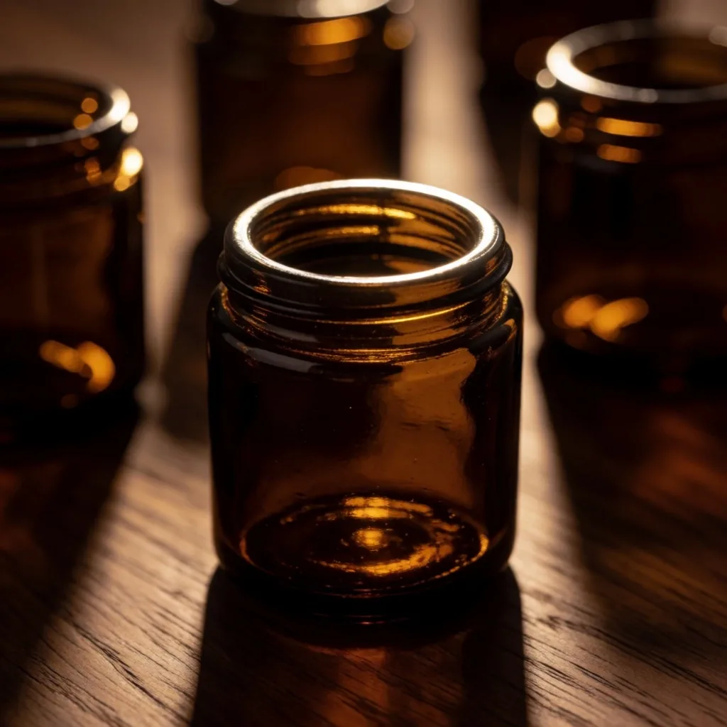 HealthWell UK supplement jars in warm studio light